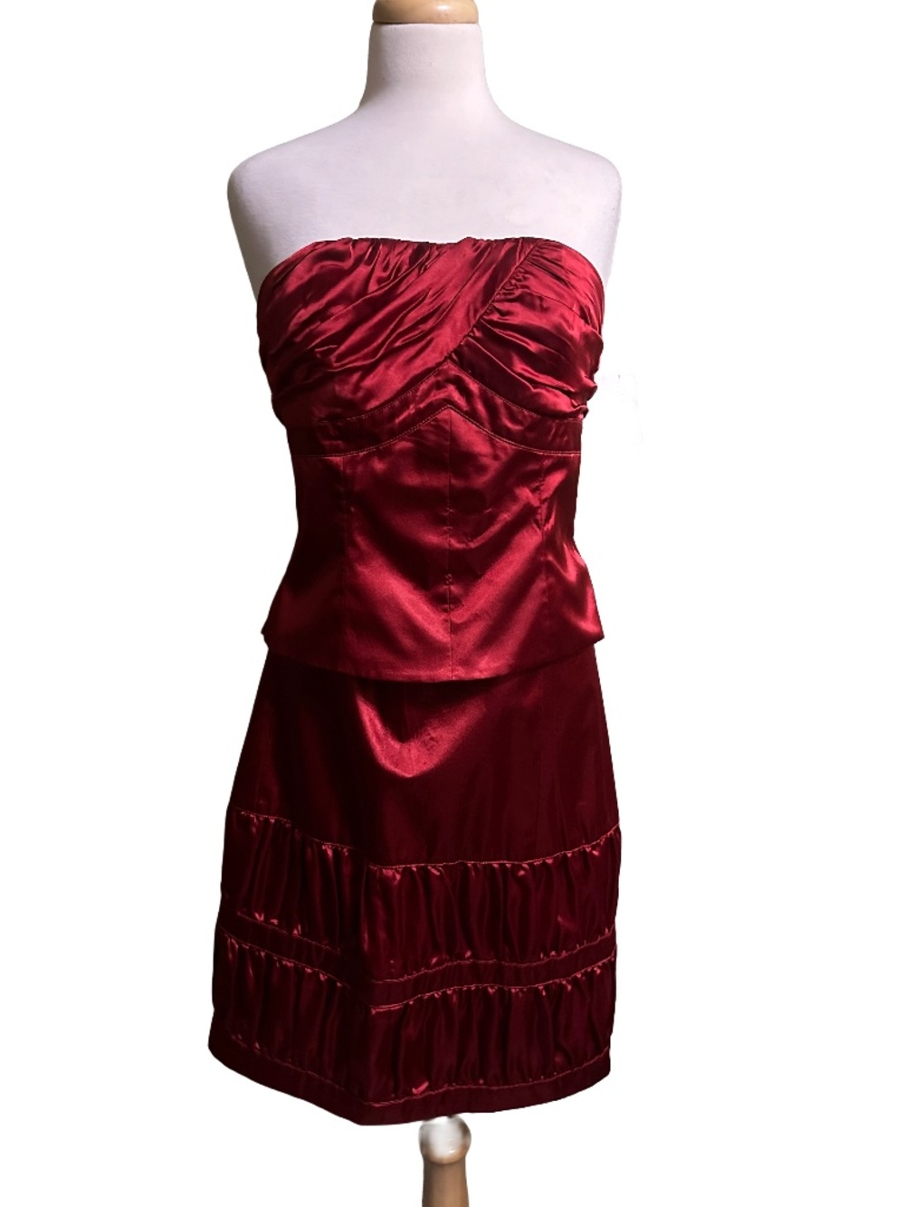 NWT Vintage Juliana Red Liquid Satin Corset & Bubble Skirt Top 8 / Skirt 10